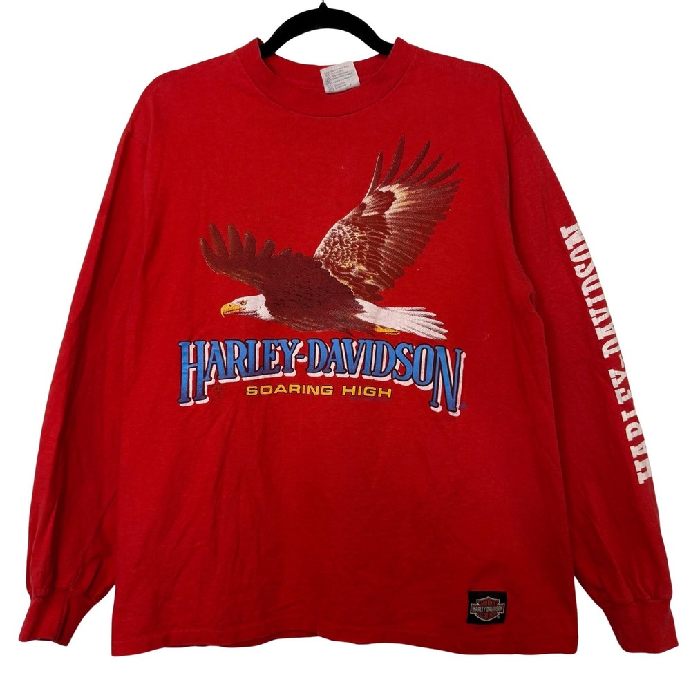 Vintage 90s 2000s Harley-Davidson Long Sleeve Shirt L Eagle Redline Saskatoon